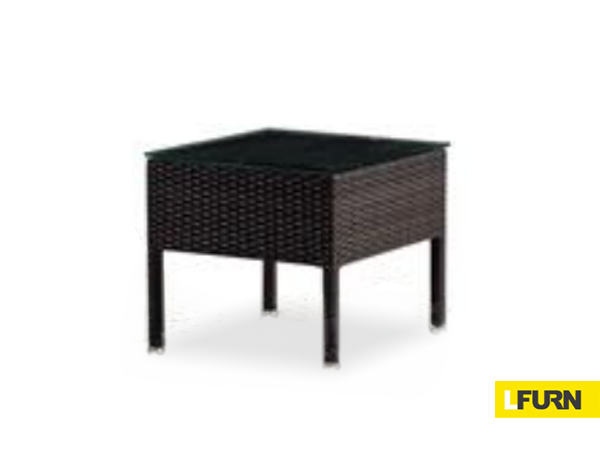 POLYRATTAN SQUARE TABLE WITH GLASS TOP