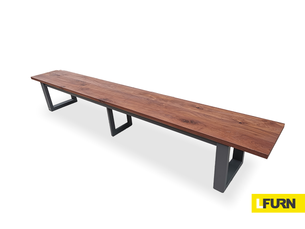 WALNUT STAINLESS STEEL BACKLESS BENCH WITH POWDER COATING