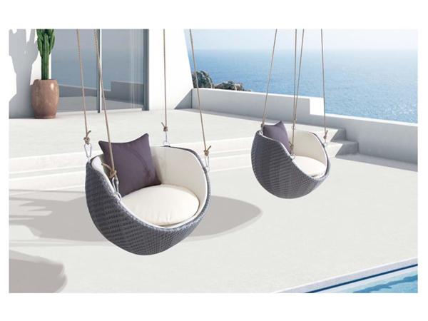 POLYRATTAN SWING SEAT WITH CUSHION AND PILLOW
