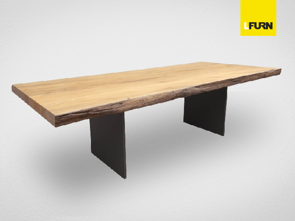TEAK/STAINLESS STEEL RECTANGULAR TABLE WITH POWDER COATED | โต๊ะไม้สักแผ่นเดียวขาโต๊ะสเตนเลสพ่นสีพาวเดอร์โค้ท
