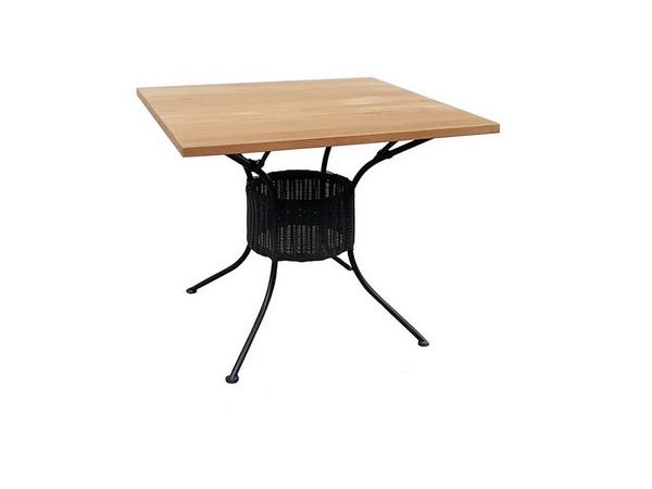 TEAKWOOD SQUARE TABLE WITH POLYRATTAN AND ALUMINIUM FRAME