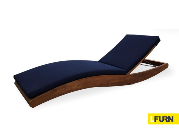 TEAK CHAISE LOUNGE WITH SYNTHETIC FABRIC | SUNBED