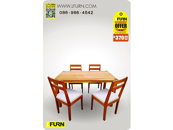 ชุดโต๊ะอาหารไม้โอ๊คและเก้าอี้ไม้โอ๊คมีเบาะนั่ง MARINA DINING TABLE WITH ELINA SIDECHAIR WITH CUSHION
