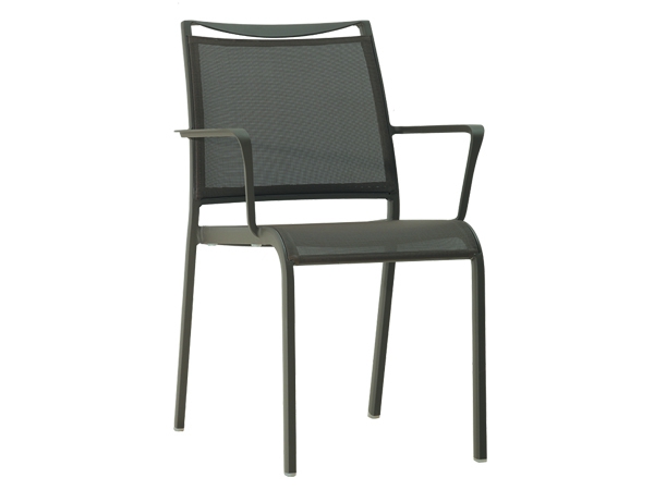 เก้าอี้อลูมิเนียมผ้าสังเคราะห์นำเข้าจากอเมริกาแบบซ้อนได้ ALUMINIUM STACKING ARMCHAIR WITH SYNTHETIC FABRIC