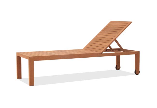 TEAK CHAISE LOUNGE WITH WHEELS | SUNBED